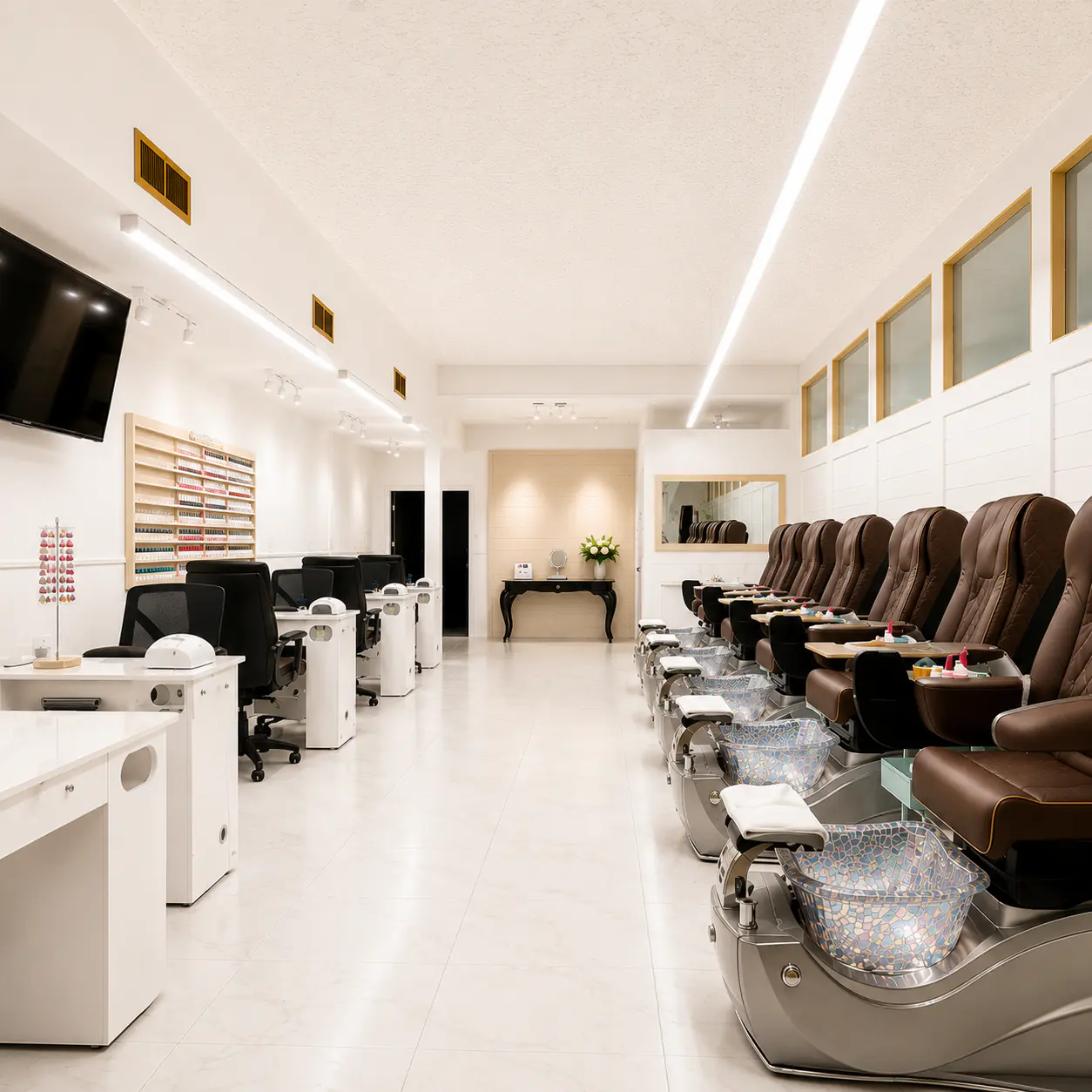 Interior view of Top Ten Nails Spa, the best nail salon in Vernon, BC